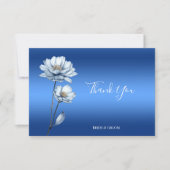 Blauwe Waterverf Bloemen Dankjewel Card Bedankkaart (Voorkant)