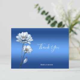 Blauwe Waterverf Bloemen Dankjewel Card Bedankkaart
