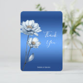 Blauwe Waterverf Bloemen Dankjewel Card Bedankkaart (Staand voorkant)