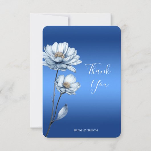 Blauwe Waterverf Bloemen Dankjewel Card Bedankkaart (Voorkant)