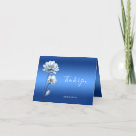 Blauwe Waterverf Bloemen Dankjewel Card Bedankkaart