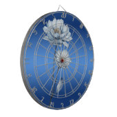 Blauwe Waterverf Bloemen Dartbord (Voorkant Links)