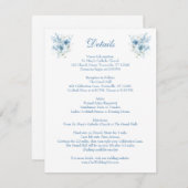 Blauwe waterverf Bloemen Details RSVP Kaartje (Voorkant / Achterkant)