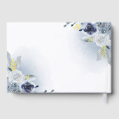 Blauwe waterverf Bloemen Doop Gastenboek (Achterkant)