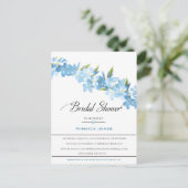 Blauwe Waterverf bloemen Elegant Vrijgezellenfeest Uitnodiging Briefkaart (Staand voorkant)