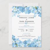 Blauwe Waterverf bloemen Elegant Wedding Kaart (Voorkant)