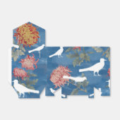 Blauwe Waterverf  bloemen en vogels Bedankdoosjes (Uitgevouwen)