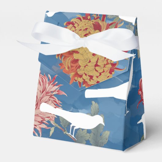 Blauwe Waterverf  bloemen en vogels Bedankdoosjes (Voorkant Zijde)