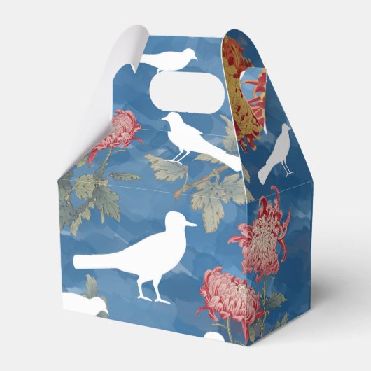 Blauwe Waterverf bloemen en vogels Bedankdoosjes (Achterkant)