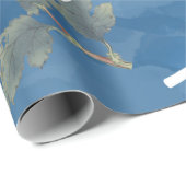 Blauwe Waterverf  bloemen en vogels Cadeaupapier (Rol Hoek)