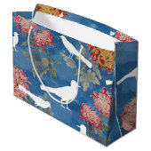 Blauwe Waterverf  bloemen en vogels Groot Cadeauzakje (Achterkant Gekanteld)