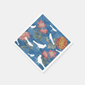 Blauwe Waterverf  bloemen en vogels Servet (Hoek)