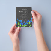 Blauwe waterverf bloemen. Florale bruiloft. Zwarte Flyer (Hand)