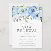 Blauwe Waterverf Bloemen Geloften Vernieuwing Jubi Kaart (Voorkant)