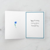 Blauwe Waterverf Bloemen Gelukkige Verjaardag Mam Kaart (Binnen)