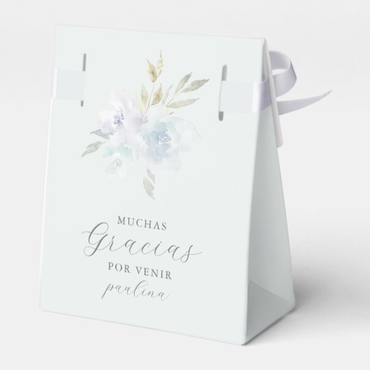  Blauwe Waterverf Bloemen Gracias Dank u Bedankdoosjes (Achterkant)