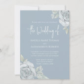 Blauwe Waterverf Bloemen Huwelijk Custom Kaart (Voorkant)