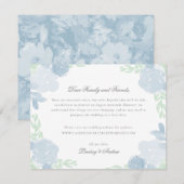Blauwe Waterverf Bloemen Huwelijk Uitstelkaart Informatiekaartje (Voorkant / Achterkant)