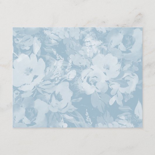 Blauwe Waterverf Bloemen Huwelijk Uitstelkaart Informatiekaartje (Achterkant)