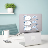 blauwe waterverf bloemen kaarsensticker sticker (Laptop op bureau)