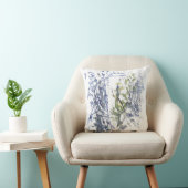 Blauwe waterverf bloemen kussen (Stoel)