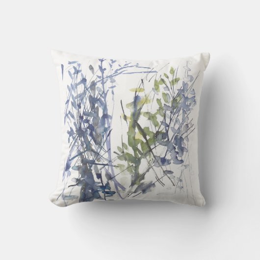 Blauwe waterverf bloemen kussen (Voorkant)
