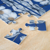 Blauwe Waterverf Bloemen Legpuzzel (Zijkant)