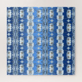 Blauwe Waterverf Bloemen Legpuzzel (Horizontaal)