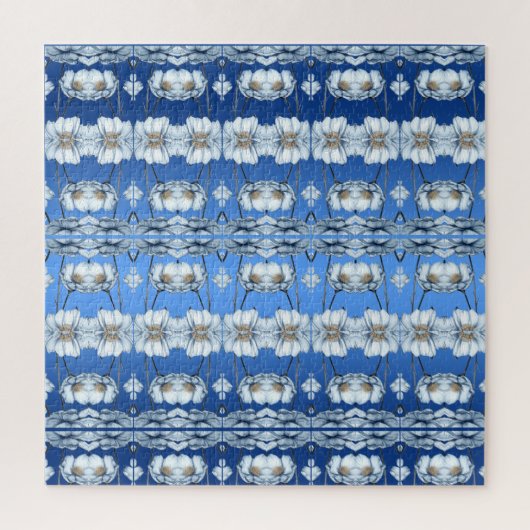 Blauwe Waterverf Bloemen Legpuzzel (Verticaal)