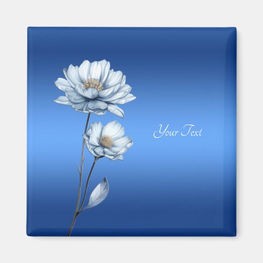 Blauwe Waterverf Bloemen Magneet (Voorkant)