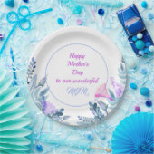 Blauwe Waterverf bloemen Moederdag Papieren Bordje (Feest)