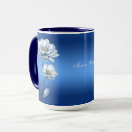 Blauwe Waterverf Bloemen Mok