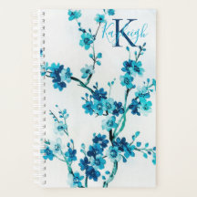 Blauwe Waterverf bloemen | Monogrammen