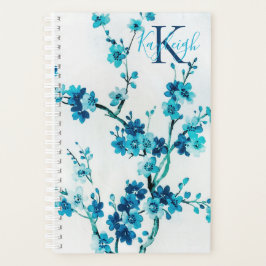 Blauwe Waterverf bloemen | Monogrammen Planner