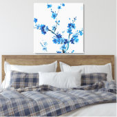 Blauwe Waterverf bloemen mooi Canvas Afdruk (Insitu (Slaapkamer))