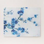 Blauwe Waterverf bloemen mooi Legpuzzel (Horizontaal)