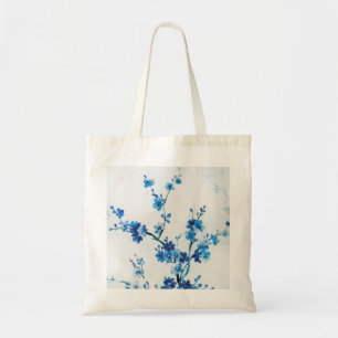 Blauwe Waterverf bloemen mooi Tote Bag