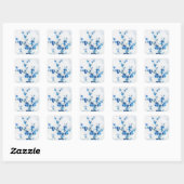 Blauwe Waterverf bloemen mooi Vierkante Sticker (Vel)