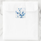 Blauwe Waterverf bloemen mooi Vierkante Sticker (Tas)