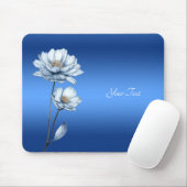 Blauwe Waterverf Bloemen Muismat (Met muis)