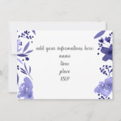 Blauwe waterverf Bloemen Muziekrecital Kaart (Achterkant)