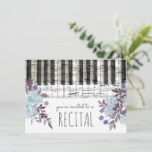 Blauwe waterverf Bloemen Muziekrecital Kaart (Staand voorkant)