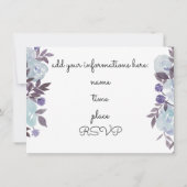 Blauwe waterverf Bloemen Muziekrecital Kaart (Achterkant)