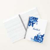 Blauwe Waterverf bloemen Notitieboek (Binnen)