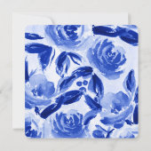 Blauwe Waterverf Bloemen Ontwerp Bruiloft Uitnodig Kaart (Achterkant)