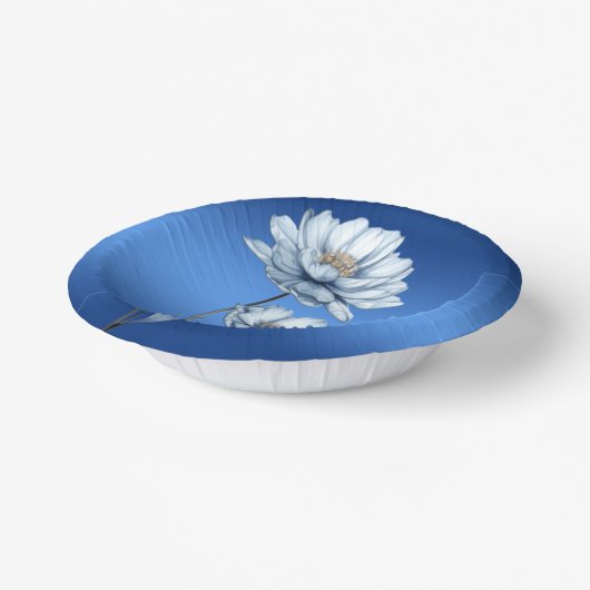 Blauwe Waterverf bloemen Papieren Kommen (Gebogen)