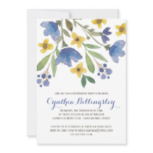 Blauwe Waterverf bloemen | Pensioenpartij