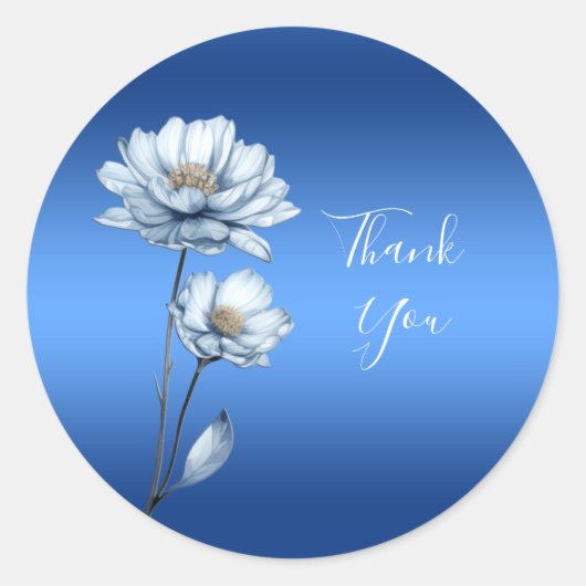 Blauwe Waterverf Bloemen Sticker (Voorkant)