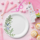 Blauwe Waterverf Bloemen Trouwdouche Bord (Feest)