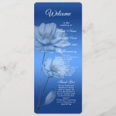 Blauwe Waterverf Bloemen Trouwprogramma Programmakaart (Voorkant)